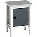 Bott verso box werkbank, linoleumblad, 1 deur, 1 plank, B 700 x D 600 x H 780 - 930 mm, lichtgrijs / antracietgrijs