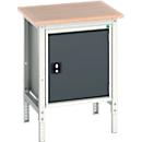 Bott verso werkbank in doosvorm, multiplexplaat, 1 deur, 1 legbord, B 700 x D 600 x H 780 - 930 mm, lichtgrijs / antracietgrijs