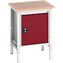 Bott verso werkbank in doosvorm, multiplexplaat, 1 deur, 1 legbord, B 700 x D 600 x H 780 - 930 mm, lichtgrijs/paarsrood