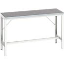 Bott verso werkbank, linoleum werkblad, met traverse set, B 1500 x D 600 x H 780 - 930 mm, RAL 7035 lichtgrijs