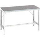 Bott verso werkbank, linoleum werkblad, met traverse set, B 1500 x D 800 x H 780 - 930 mm, RAL 7035 lichtgrijs