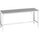 Bott verso werkbank, linoleum werkblad, met traverse set, B 2000 x D 800 x H 780 - 930 mm, RAL 7035 lichtgrijs
