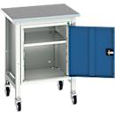 Bott verso werkbank, linoleumblad, 1 deur &amp; 1 plank, B 700 x D 600 x H 930 mm, lichtgrijs / gentiaanblauw