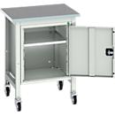 Bott verso werkbank, linoleumblad, 1 deur &amp; 1 plank, B 700 x D 600 x H 930 mm, lichtgrijs