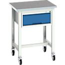 Bott verso werkbank, linoleumblad, 1 lade, met set kruisschoren, B 700 x D 600 x H 930 mm, lichtgrijs / gentiaanblauw