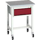Bott verso werkbank, linoleumblad, 1 lade, met set kruisschoren, B 700 x D 600 x H 930 mm, lichtgrijs/paarsrood