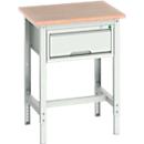 Bott verso werkbank, multiplex werkblad, 1 lade, met kruisschoorset, B 700 x D 600 x H 780 - 930 mm, RAL 7035 lichtgrijs