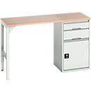Bott verso werkbank onderbouw, multiplex legbord, 2 laden, 1 deur, 1 legbord, B 1500 x D 600 x H 930 mm, lichtgrijs