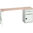 Bott verso werkbank onderbouw, multiplex legbord, 2 laden, 1 deur, 1 legbord, B 2000 x D 600 x H 930 mm, lichtgrijs