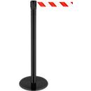 Boundary post, 360° rotating head, tape extendable up to 2.3 m, tape reel and lock, L 1000 mm, metal, tape red-white