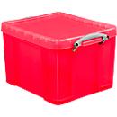 Box, kunststof, transparant rood, 35 l