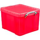 Box, Kunststoff, transparent rot, 35 l