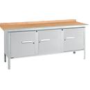Box-type werkbank Schäfer Shop Select PW 200-3, beuken multiplex blad, met stalen rand, tot 750 kg, B 2000 x D 700 x H 840 mm, blank aluminium