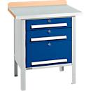 Box-type werkbank Schäfer Shop Select PWi 75-7, beuken decor multiplex blad, met stalen afdekking, tot 750 kg, B 750 x D 700 x H 840 mm
