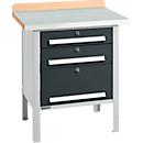 Box-type werkbank Schäfer Shop Select PWi 75-7, beuken decor multiplex blad, met stalen afdekking, tot 750 kg, B 750 x D 700 x H 840 mm