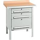 Box-type werkbank Schäfer Shop Select PWi 75-7, beuken decor multiplex blad, met stalen rand, tot 750 kg, B 750 x D 700 x H 840 mm