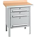 Box-type werkbank Schäfer Shop Select PWi 75-7, beuken decor multiplex blad, met stalen rand, tot 750 kg, B 750 x D 700 x H 840 mm