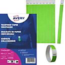 Bracelets en papier indéchirable TYVGN Avery Zweckform - Tyvek -19 x 256 mm - numéroté (non imprimable) - vert - 500 pièces