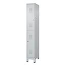 Brandweerkast C+P Flexo Wit, 1 compartiment met 2 legborden, poten, B 300 x D 500 x H 1950 mm, RAL 7035 lichtgrijs