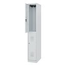Brandweerkast C+P Flexo Wit, 1 compartiment met 2 legborden, vloerglijders, B 300 x D 500 x H 1850 mm, RAL 7035 lichtgrijs