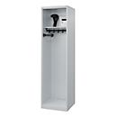 Brandweerkluis C+P Evolo Flexo, 1 compartiment, met helmhouder, vloerglijders, B 500 x D 500 x H 1850 mm, RAL 7035 lichtgrijs