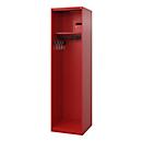 Brandweerkluis C+P Evolo Flexo, 1 vak, zonder helmhouder, vloerglijders, B 500 x D 500 x H 1850 mm, RAL 3000 vuurrood