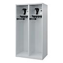 Brandweerkluis C+P Evolo Flexo, 2 vakken, met helmhouder, vloerglijders, B 1000 x D 600 x H 1850 mm, RAL 7035 lichtgrijs