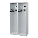 Brandweerkluis C+P Evolo Flexo, 2 vakken, zonder helmhouder, vloerglijders, B 1000 x D 500 x H 1850 mm, RAL 7035 lichtgrijs