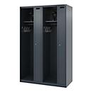 Brandweerkluis C+P Evolo Kombi, 4 vakken voor 2 personen, met helmhouder, vloerglijders, B 1200 x D 500 x H 1850 mm, RAL 7016 antracietgrijs