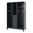 Brandweerkluis C+P Evolo Maxi, 4 vakken voor 2 personen, met helmhouder, met poten, B 1200 x D 500 x H 1950 mm, RAL 7016 antracietgrijs/RAL 7021 zwartgrijs