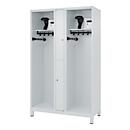 Brandweerkluis C+P Evolo Maxi, 4 vakken voor 2 personen, met helmhouder, met poten, B 1200 x D 500 x H 1950 mm, RAL 7035 lichtgrijs