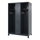 Brandweerkluis C+P Evolo Maxi, 4 vakken voor 2 personen, met helmhouder, met poten, B 1200 x D 600 x H 1950 mm, RAL 7016 antracietgrijs/RAL 7021 zwartgrijs
