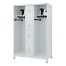 Brandweerkluis C+P Evolo Maxi, 4 vakken voor 2 personen, met helmhouder, met poten, B 1300 x D 600 x H 1950 mm, RAL 7035 lichtgrijs