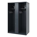 Brandweerkluis C+P Evolo Maxi, 4 vakken voor 2 personen, met helmhouder, vloerglijders, B 1200 x D 500 x H 1850 mm, RAL 7016 antracietgrijs