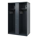 Brandweerkluis C+P Evolo Maxi, 4 vakken voor 2 personen, zonder helmhouder, vloerglijders, B 1200 x D 500 x H 1850 mm, RAL 7016 antracietgrijs