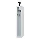 Brandweerkluis C+P Evolo PRAKTUS, 1 compartiment, helmhouder, met sokkel, vloerglijders, B 300 x D 500 x H 1850 mm, RAL 7035 lichtgrijs