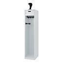 Brandweerkluis C+P Evolo PRAKTUS, 1 compartiment, helmhouder, met sokkel, vloerglijders, B 400 x D 500 x H 1850 mm, RAL 7035 lichtgrijs