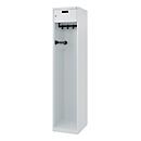 Brandweerkluis C+P Evolo PRAKTUS, 1 compartiment, met sokkel, vloerglijders, B 400 x D 500 x H 1850 mm, RAL 7035 lichtgrijs