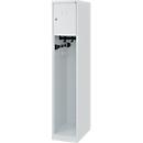 Brandweerkluis C+P Evolo Youngster, 1 vak, zonder helmhouder, vloerglijders, B 300 x D 500 x H 1530 mm, RAL 7035 lichtgrijs