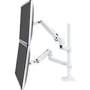 Bras pour écran double Ergotron LX 45-509-216, pour 2 écrans jusqu'à 40", jusqu'à 20 kg, réglable en hauteur, inclinable, pivotant &amp; inclinable, aluminium &amp; acier, blanc