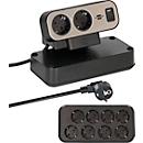 brennenstuhl®estilo Duplex tafelcontactdoosstrip, 10 contactdozen, USB C &amp; A, roestvrij staal, voor tafeldiktes 16-45mm