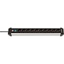 Brennenstuhl Premium-Alu-Line contactdoosstrook, 10-voudig, aluminium, 3m kabel, verlichte veiligheidsschakelaar, 45° opstelling, zwart/zilver