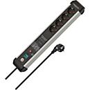 Brennenstuhl Premium-Protect-Line 60.000A overspanningsbeveiligingscontactdoos, 4-voudig, aluminium, wandmontage, 3m kabel, zwart/zilver