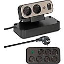 Brennenstuhl Tischsteckdosenleiste estilo Duplex, 9 Steckdosen, Überspannungsschutz 19.500 A, USB-C/USB-A, Edelstahl, schwarz/silber