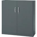 Büroschrank, 3OH, abschließbar, mit aufliegenden Türen, B 1200 mm, Basaltgrau