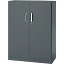 Büroschrank, 3OH, abschließbar, mit aufliegenden Türen, B 950 mm, Basaltgrau