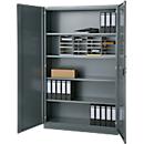 Büroschrank, 5 OH, abschließbar, mit aufliegenden Türen, B 1200 mm, Basaltgrau