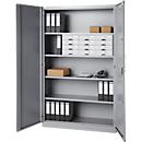Büroschrank, 5 OH, abschließbar, mit aufliegenden Türen, B 1200 mm, Weißalu