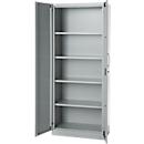 Büroschrank, 5 OH, abschließbar, mit aufliegenden Türen, B 800 mm, Weißalu