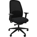 Bürostuhl Interstuhl HEJis3, Synchronmechanik, Armlehnen, FlexGrid-Lordosenstütze, Netzrücken, Flachsitz, schwarz/schwarz